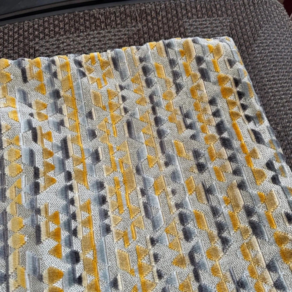 Urban Standard Pillow Cover 22x15 Mustard Yellow Grey Geometric MCM Chenille